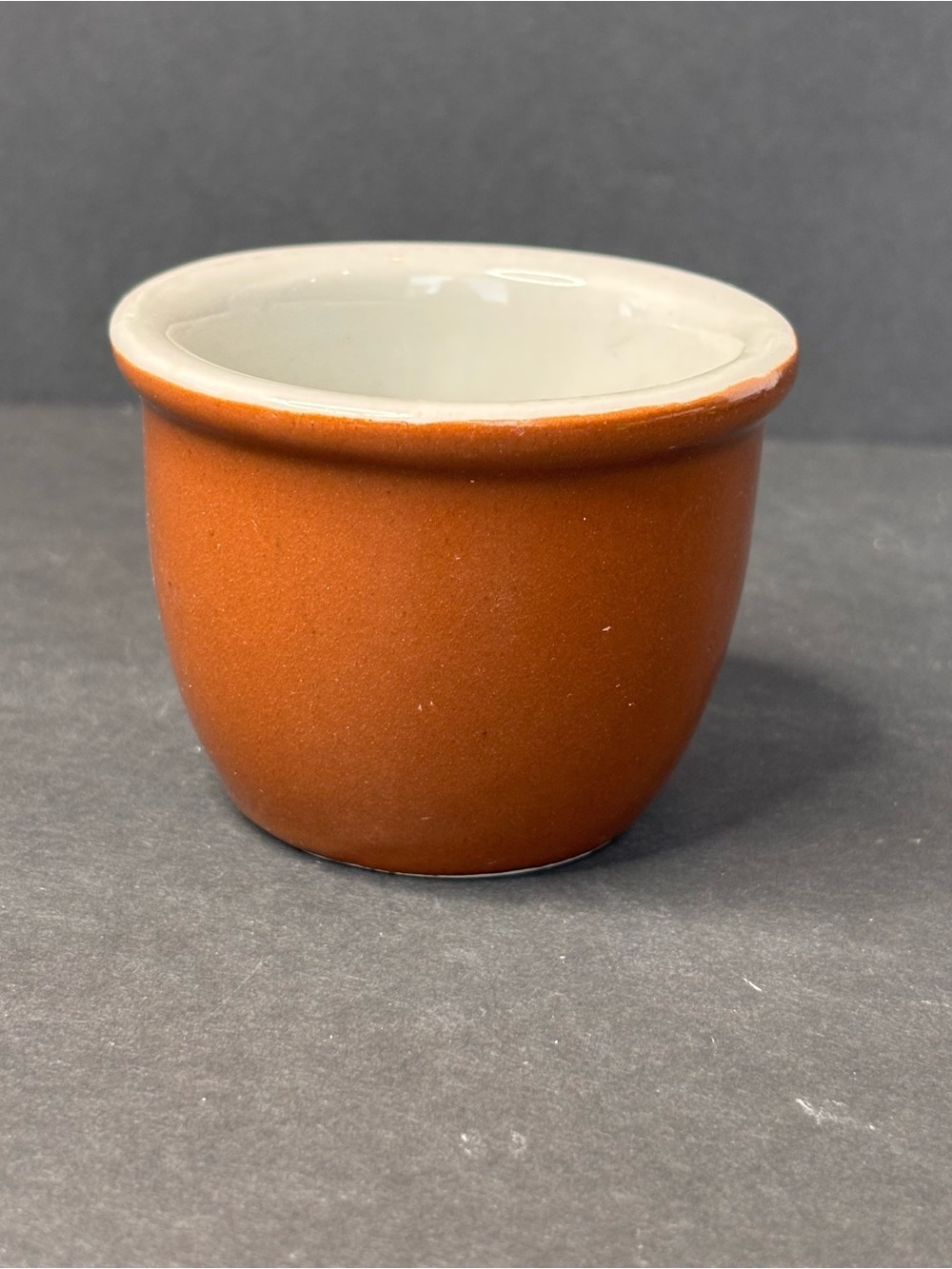 Vintage Hall Pottery Brown Custard Ramekin Bowl  USA Made 2oz